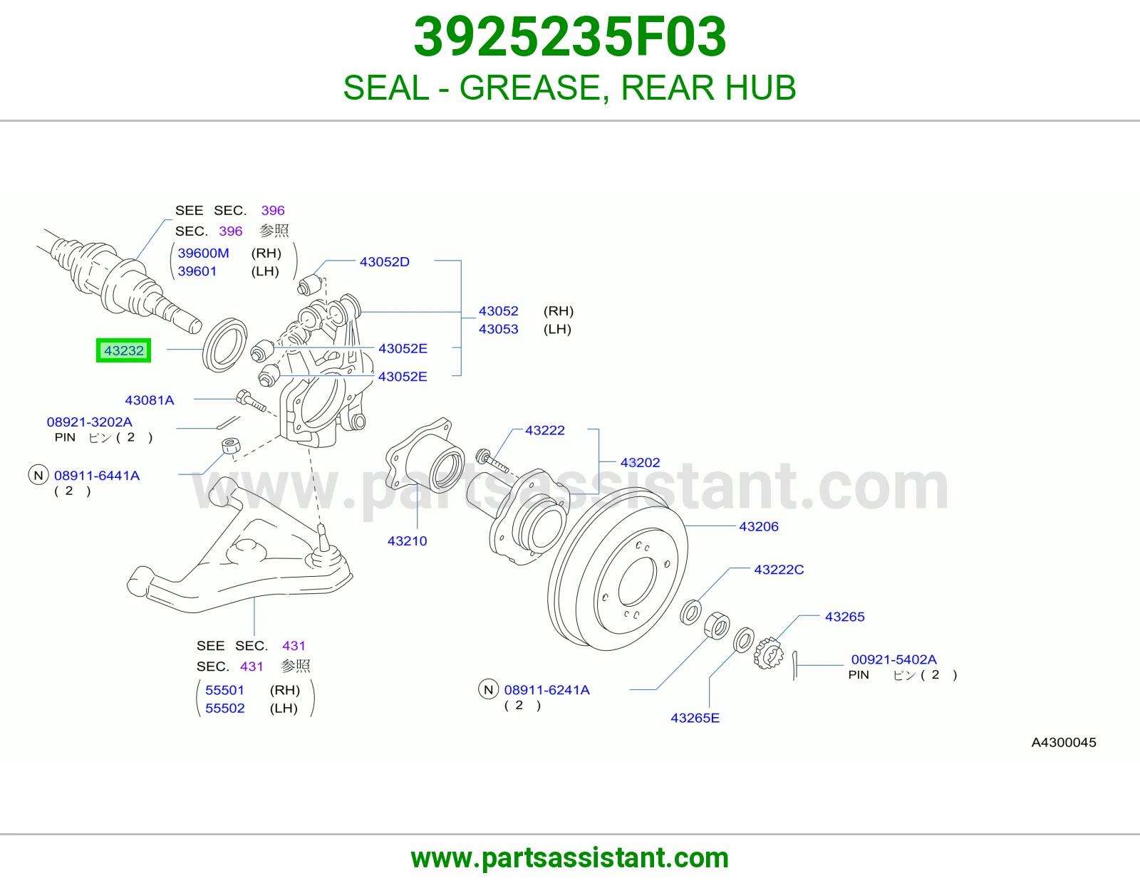 SEAL - GREASE, REAR HUB