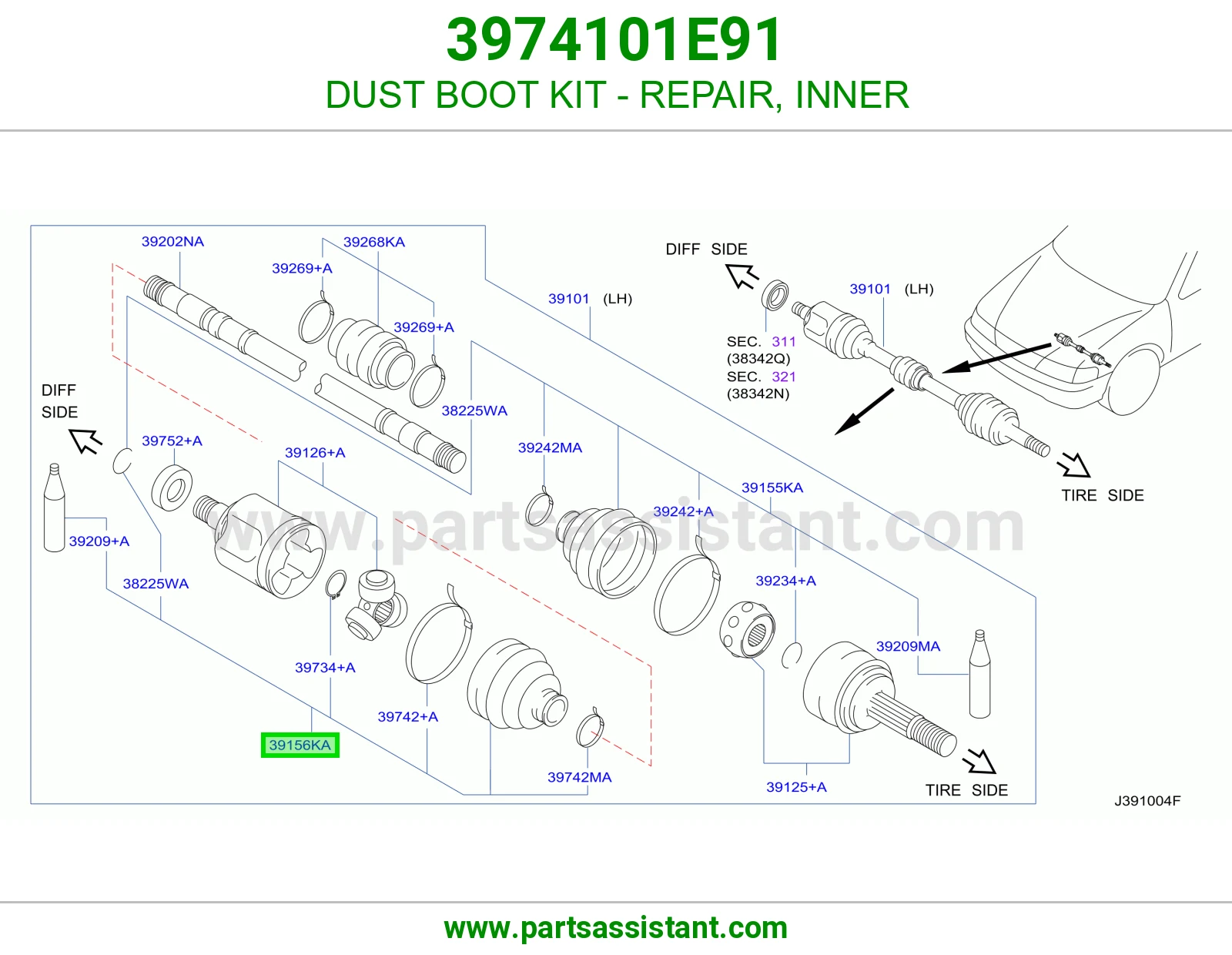 DUST BOOT KIT - REPAIR, INNER