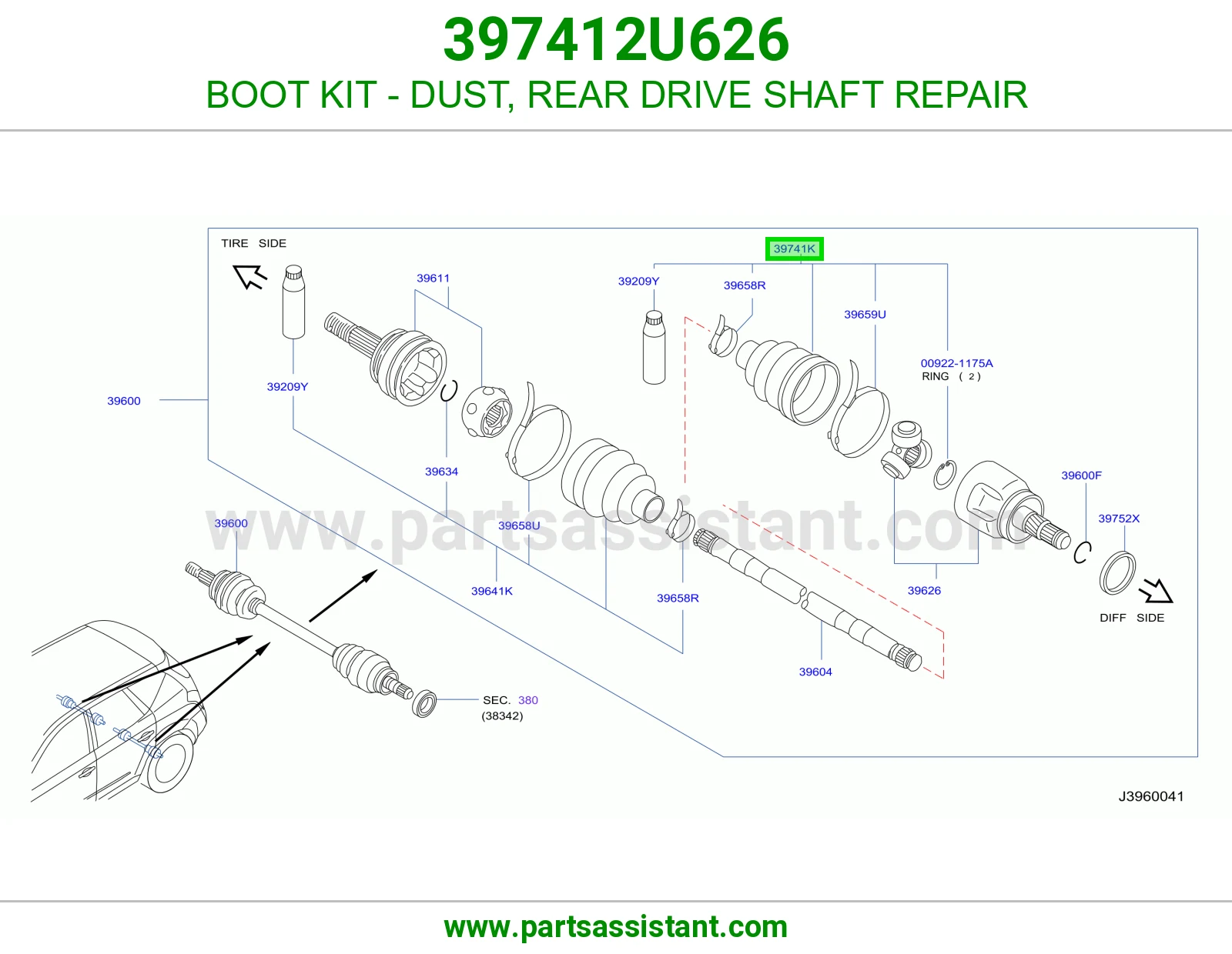 BOOT KIT - DUST, REAR DRIVE SHAFT REPAIR