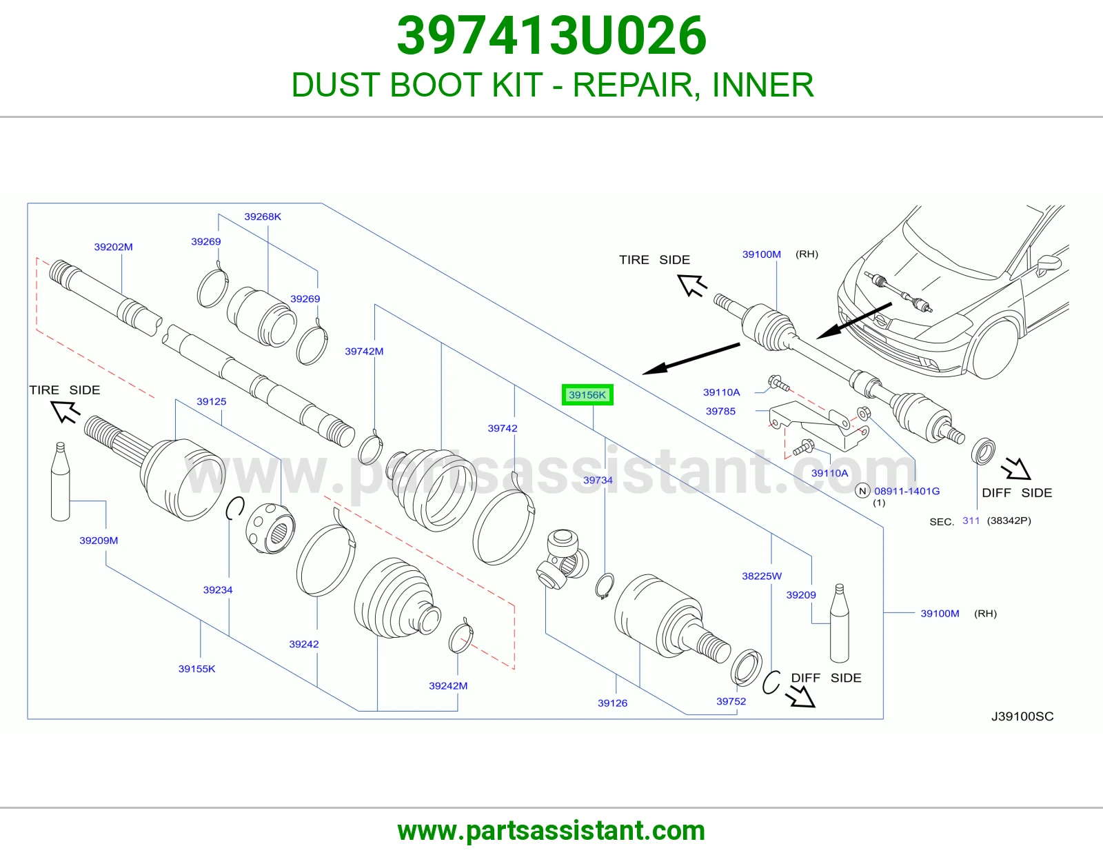 DUST BOOT KIT - REPAIR, INNER