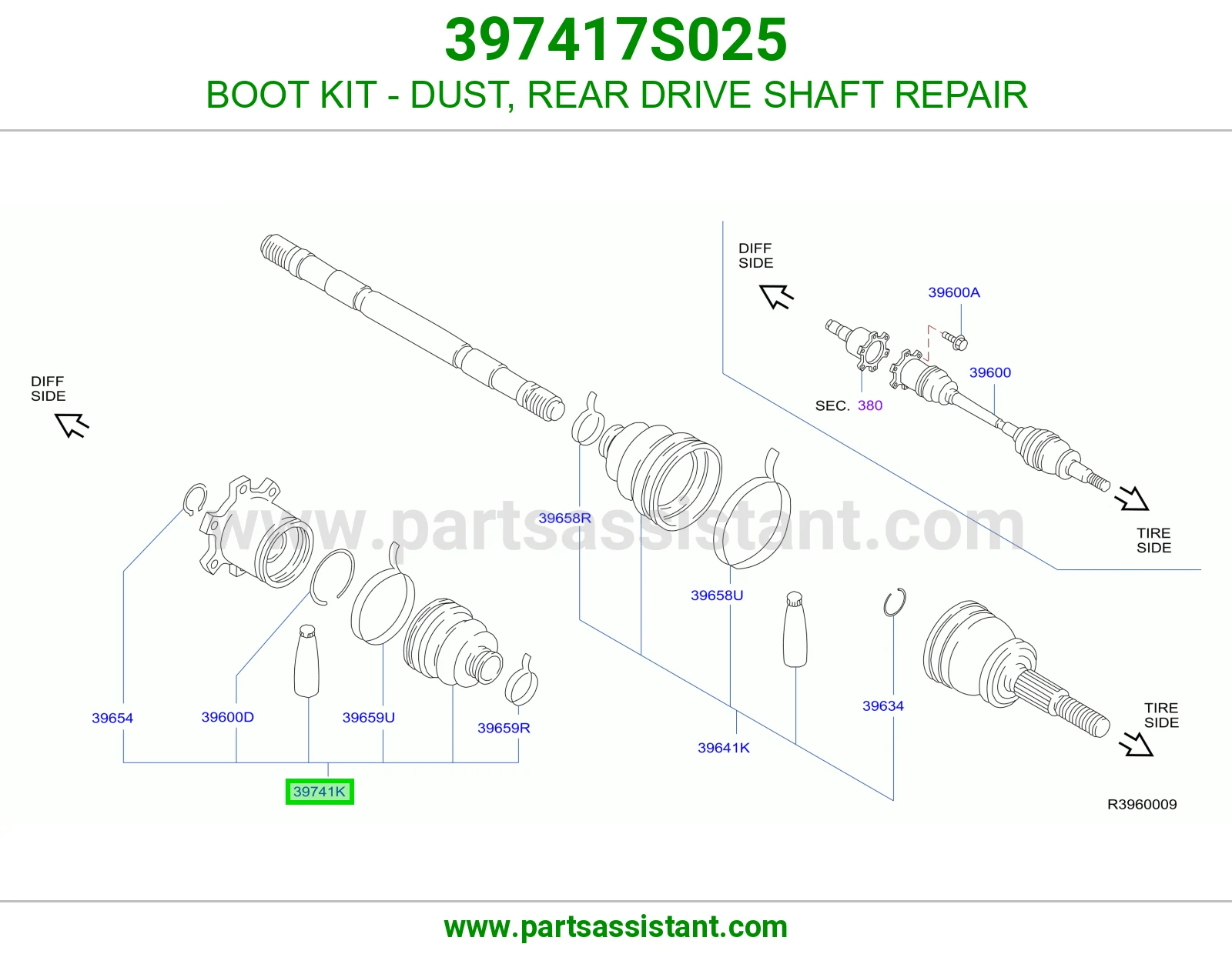 BOOT KIT - DUST, REAR DRIVE SHAFT REPAIR