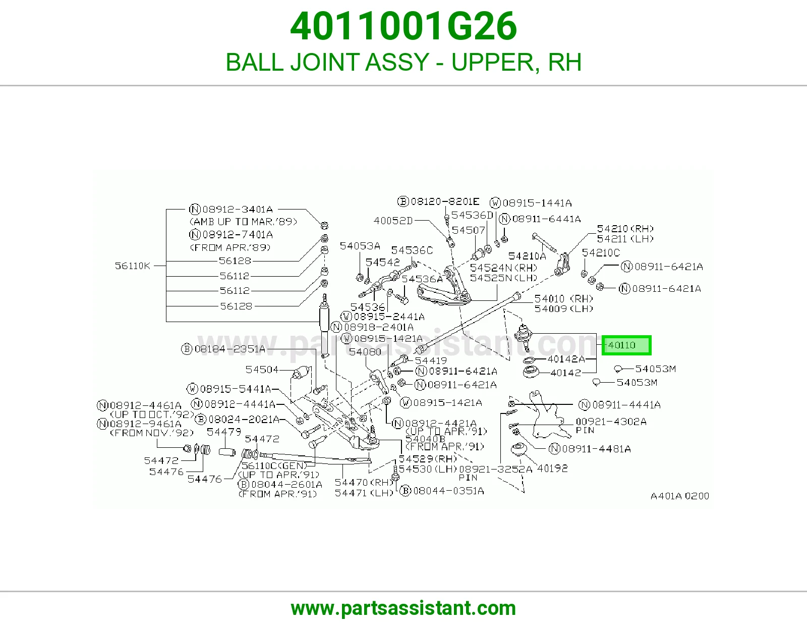 BALL JOINT ASSY - UPPER, RH