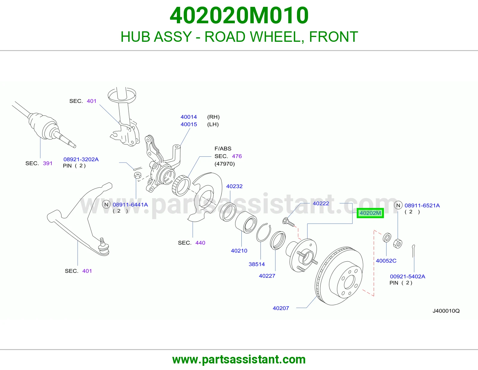 HUB ASSY - ROAD WHEEL, FRONT