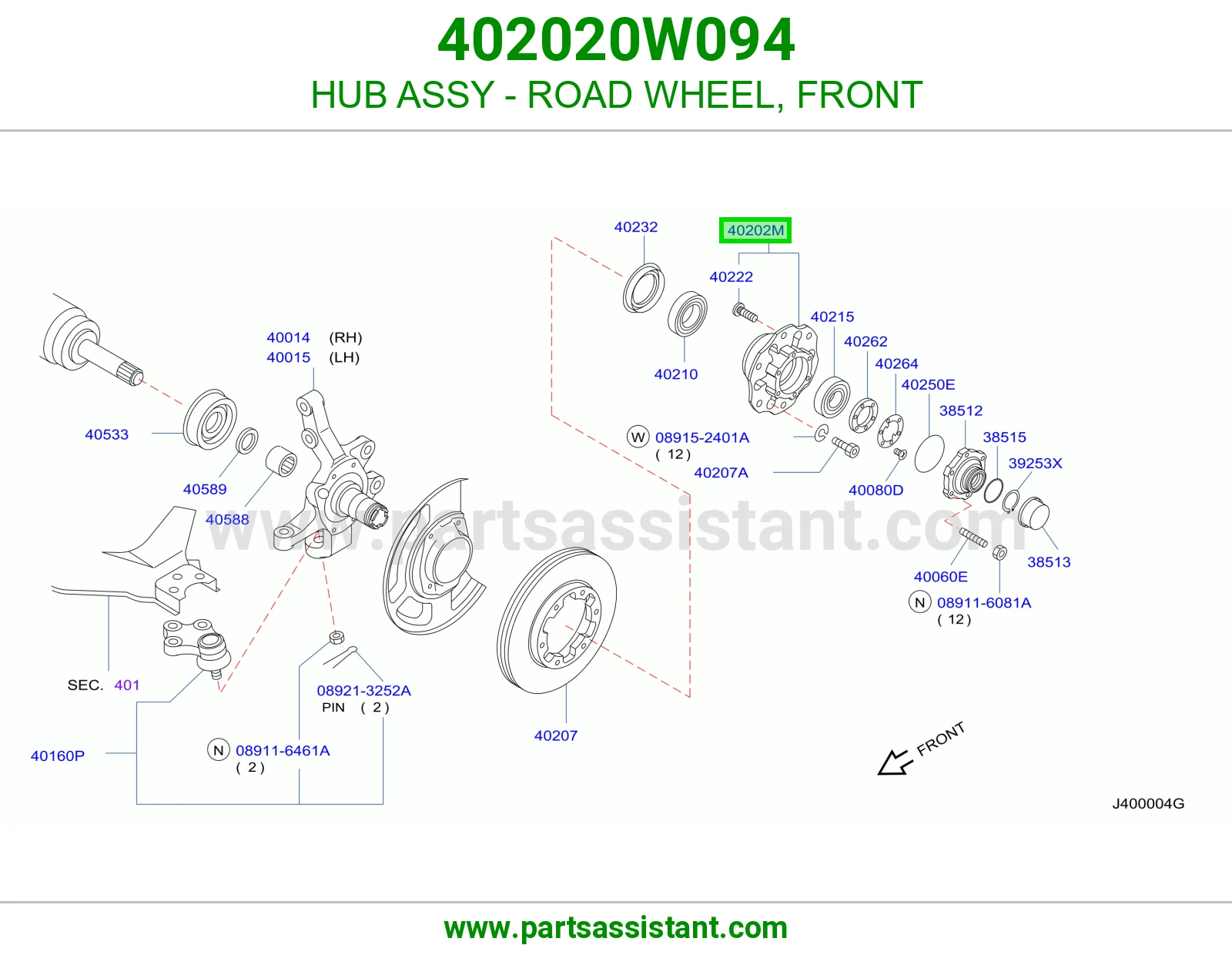 HUB ASSY - ROAD WHEEL, FRONT