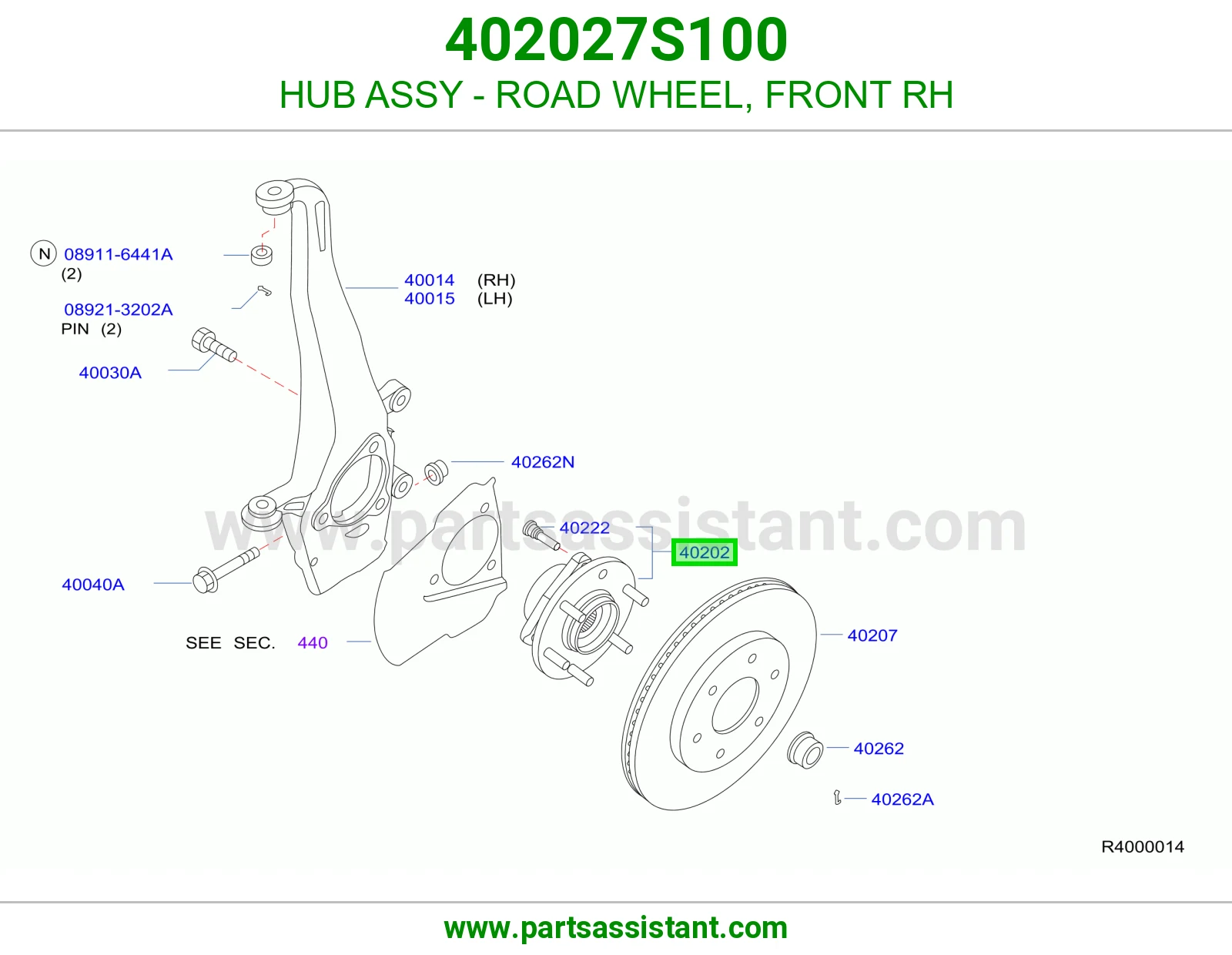 HUB ASSY - ROAD WHEEL, FRONT RH