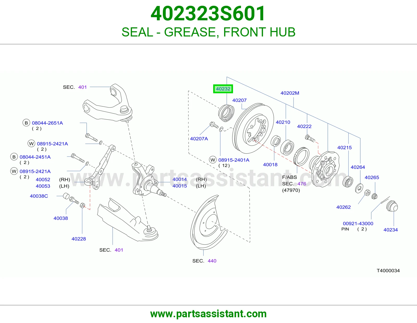 SEAL - GREASE, FRONT HUB