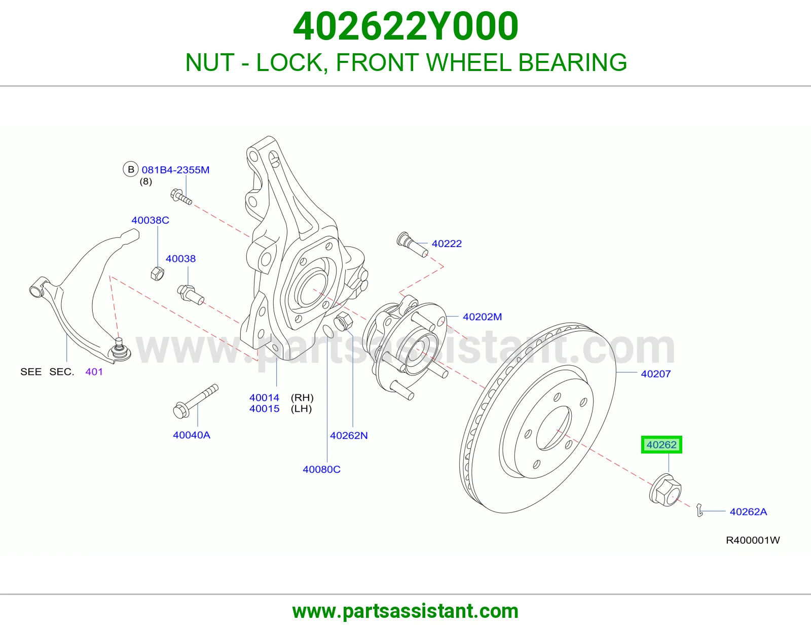NUT - LOCK, FRONT WHEEL BEARING