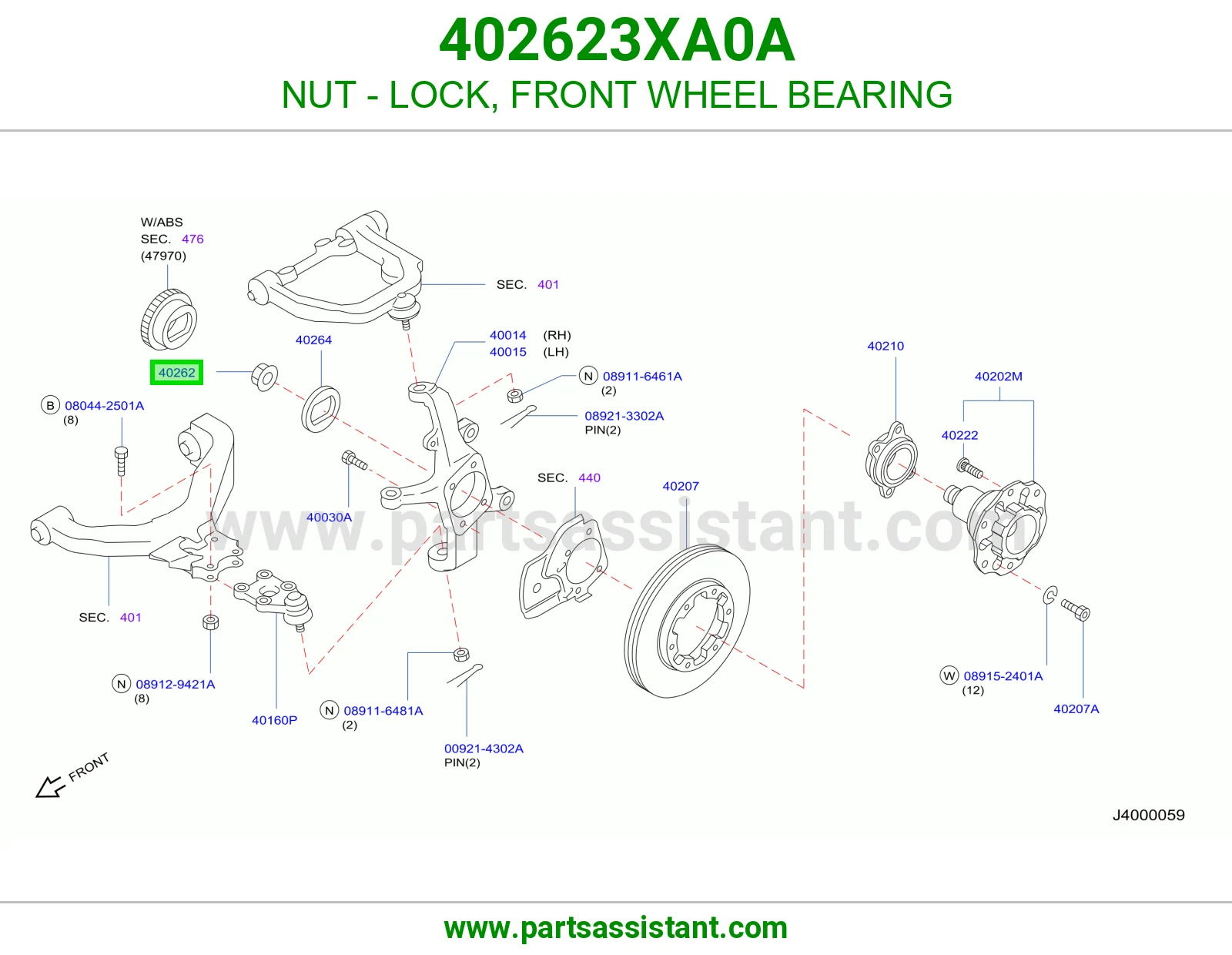 NUT - LOCK, FRONT WHEEL BEARING