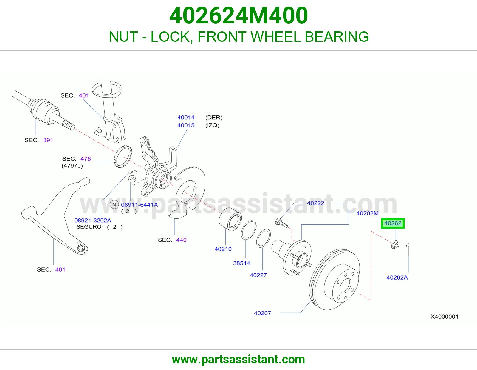 NUT - LOCK, FRONT WHEEL BEARING