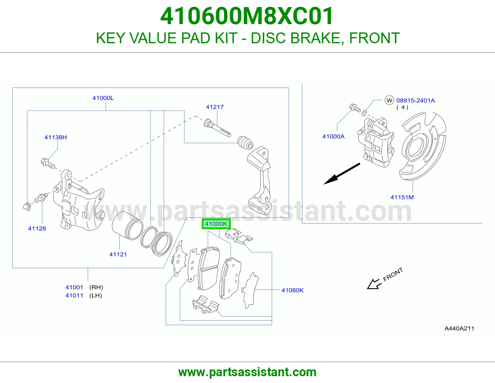 KEY VALUE PAD KIT - DISC BRAKE, FRONT