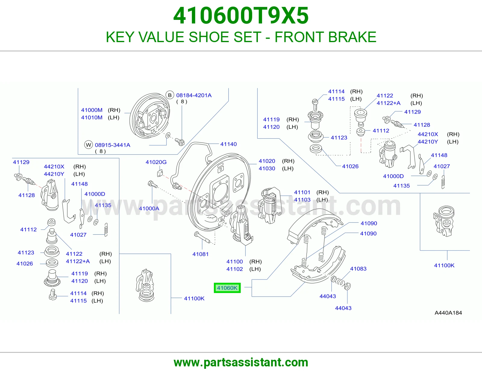 KEY VALUE SHOE SET - FRONT BRAKE