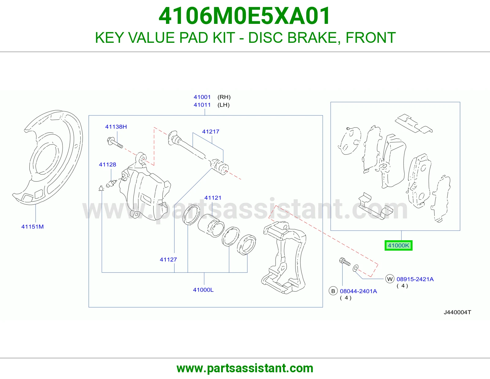 KEY VALUE PAD KIT - DISC BRAKE, FRONT
