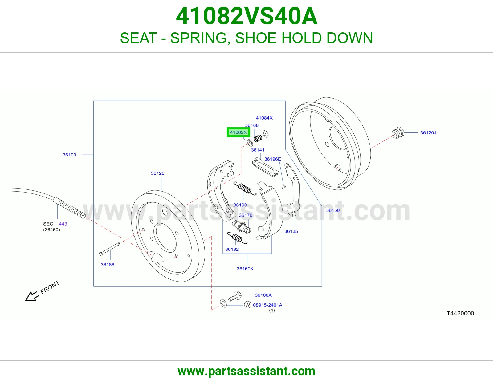 SEAT - SPRING, SHOE HOLD DOWN
