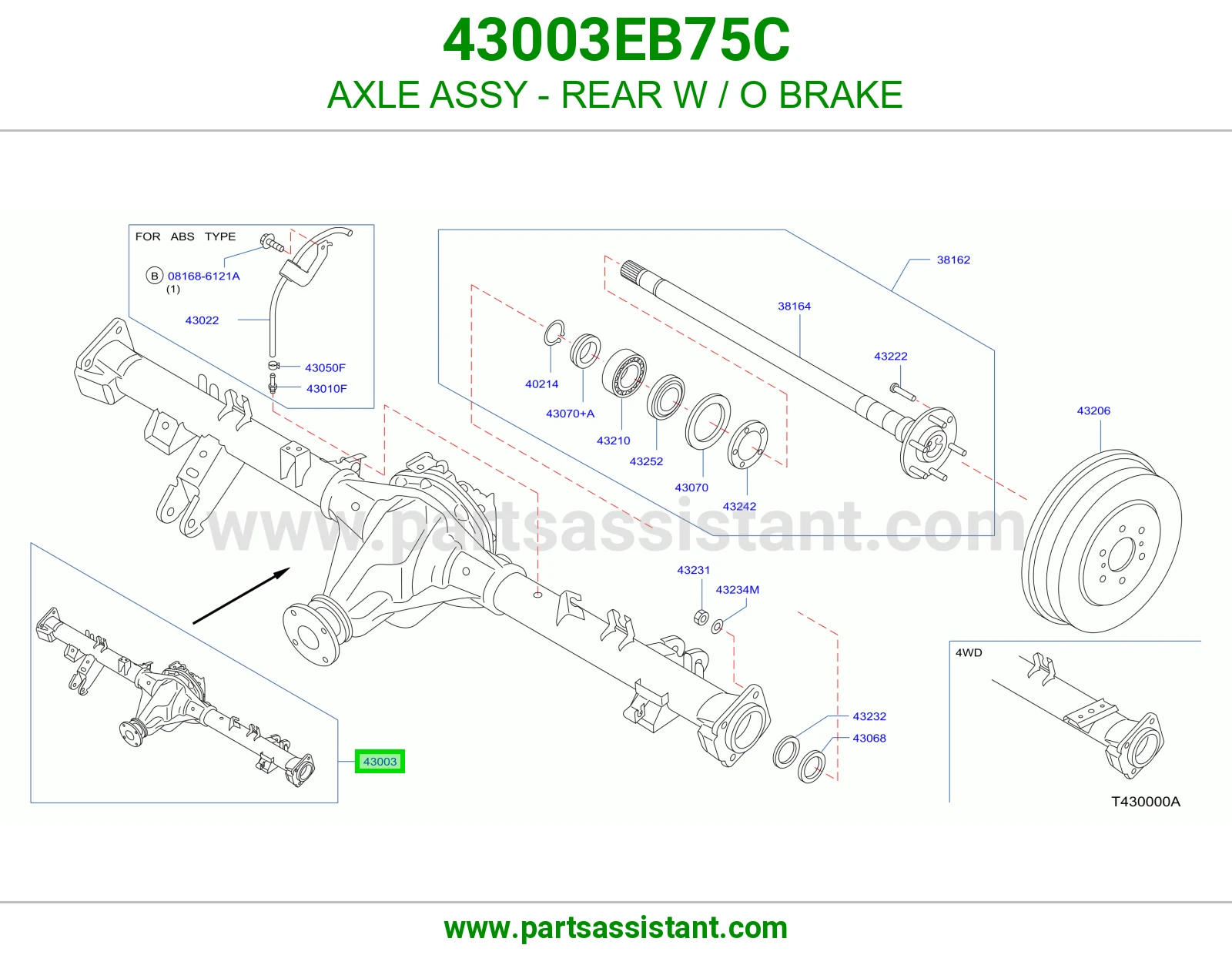 AXLE ASSY - REAR W / O BRAKE