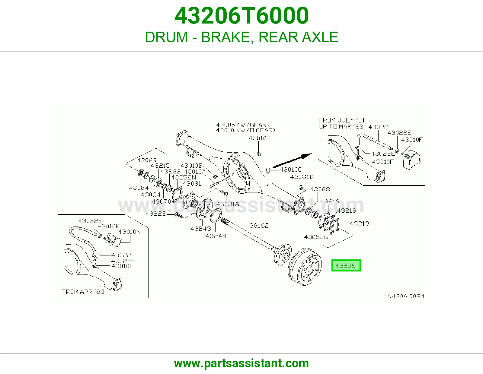 DRUM - BRAKE, REAR AXLE