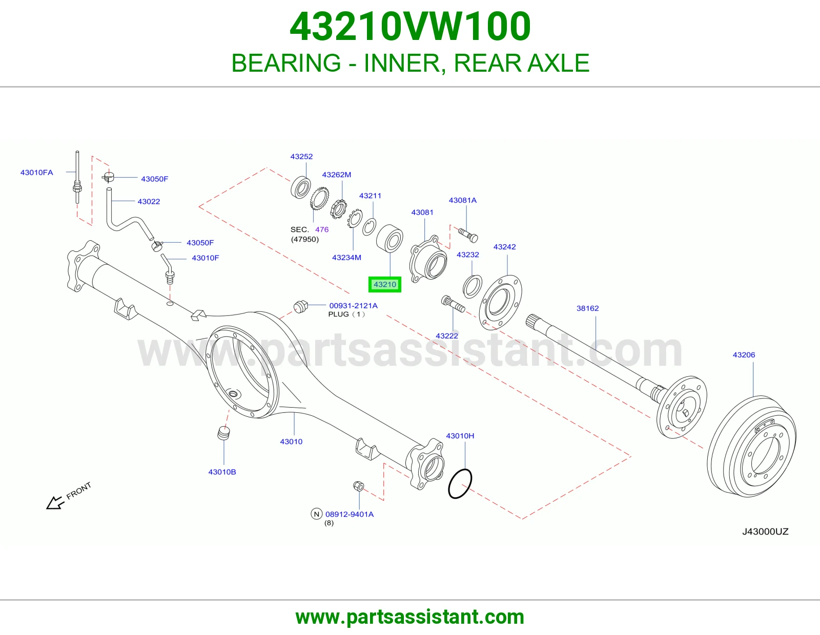 BEARING - INNER, REAR AXLE