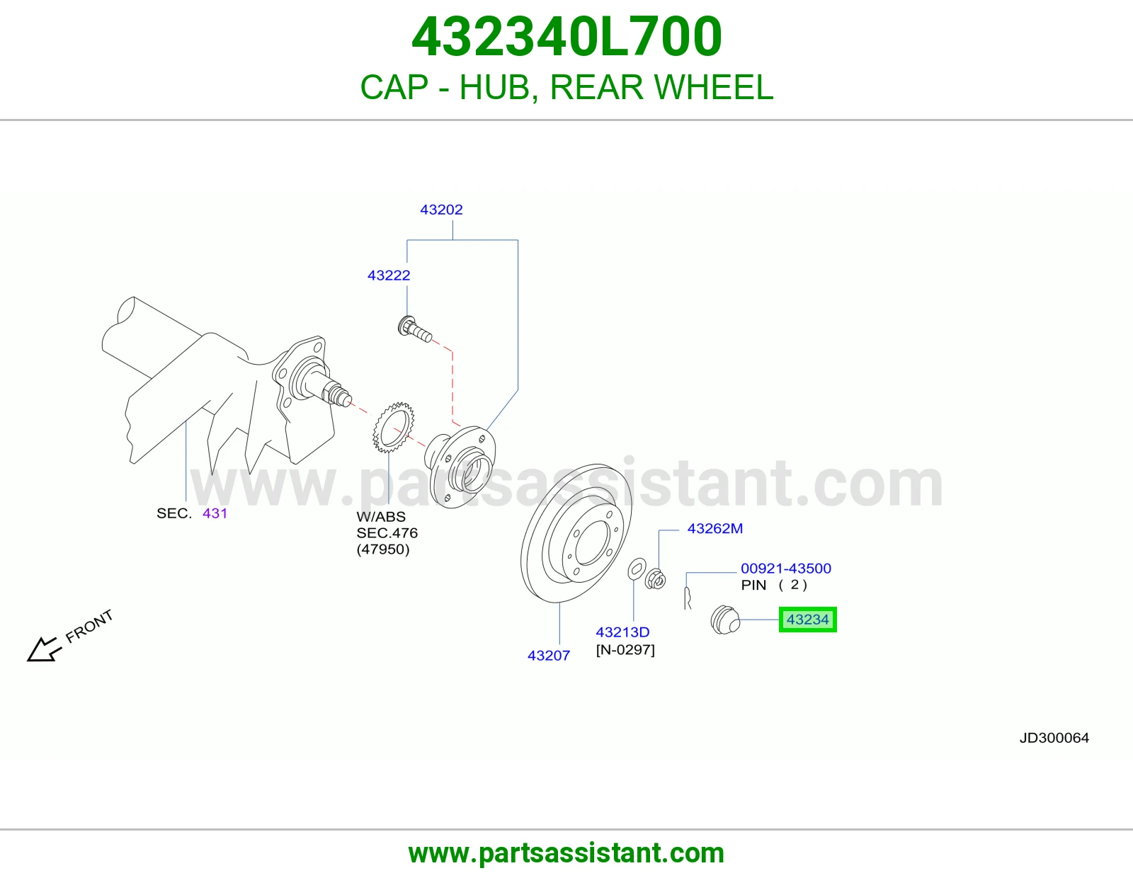 CAP - HUB, REAR WHEEL