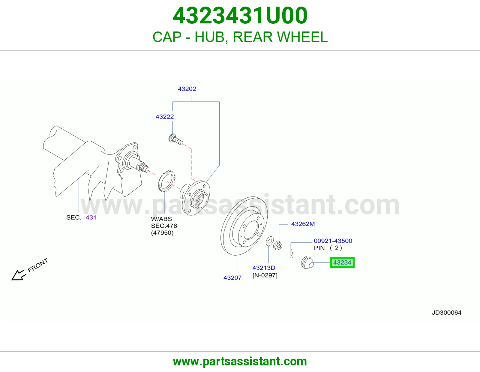 CAP - HUB, REAR WHEEL