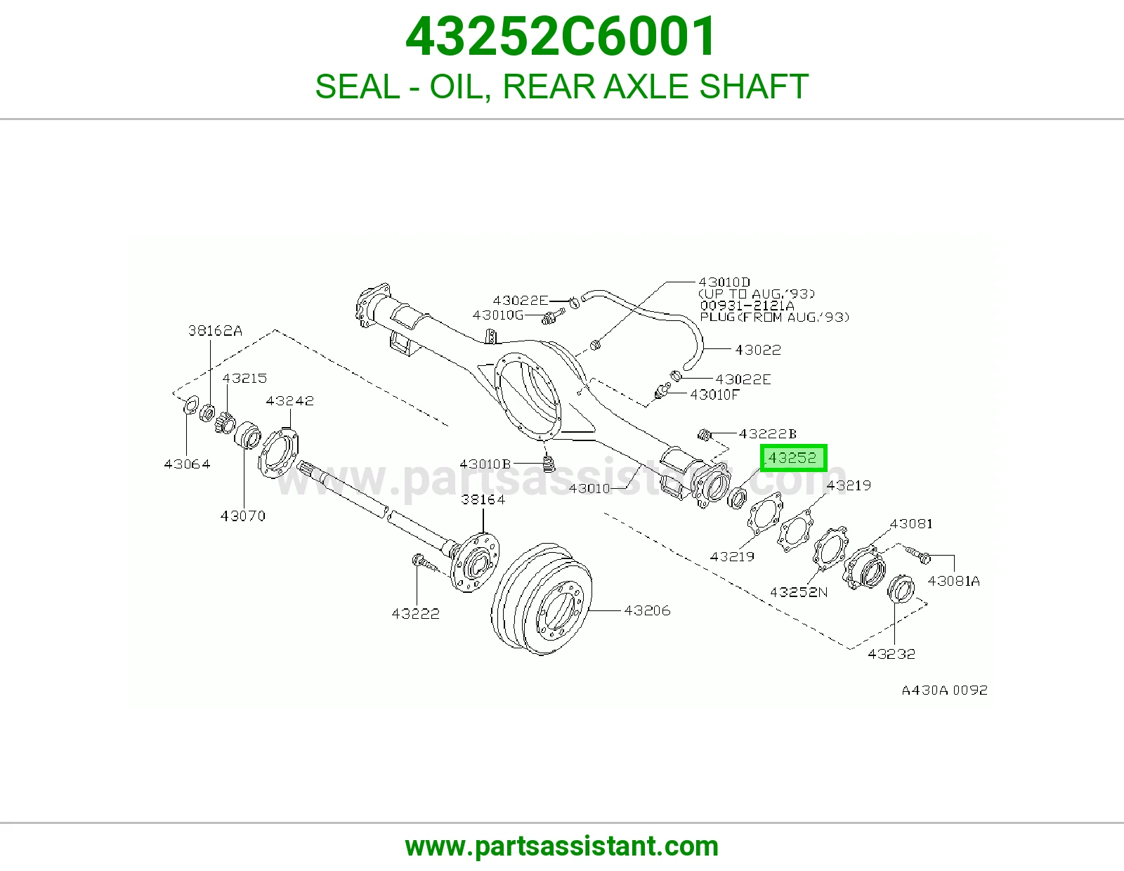SEAL - OIL, REAR AXLE SHAFT