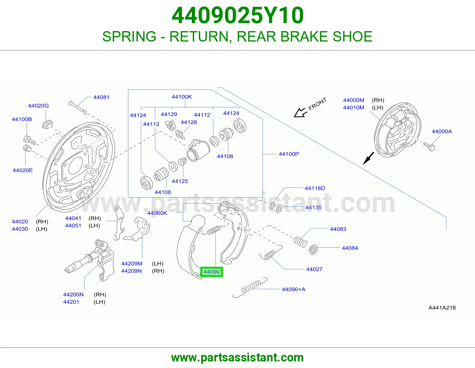 SPRING - RETURN, REAR BRAKE SHOE