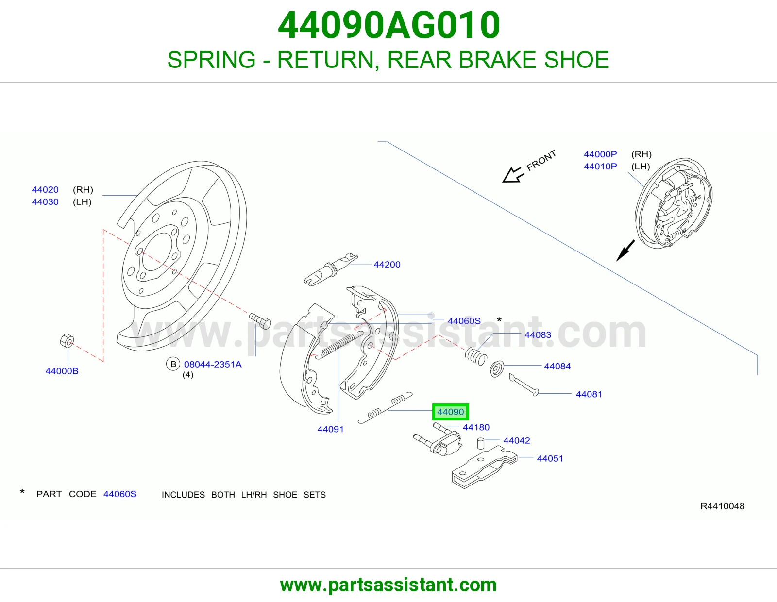 SPRING - RETURN, REAR BRAKE SHOE