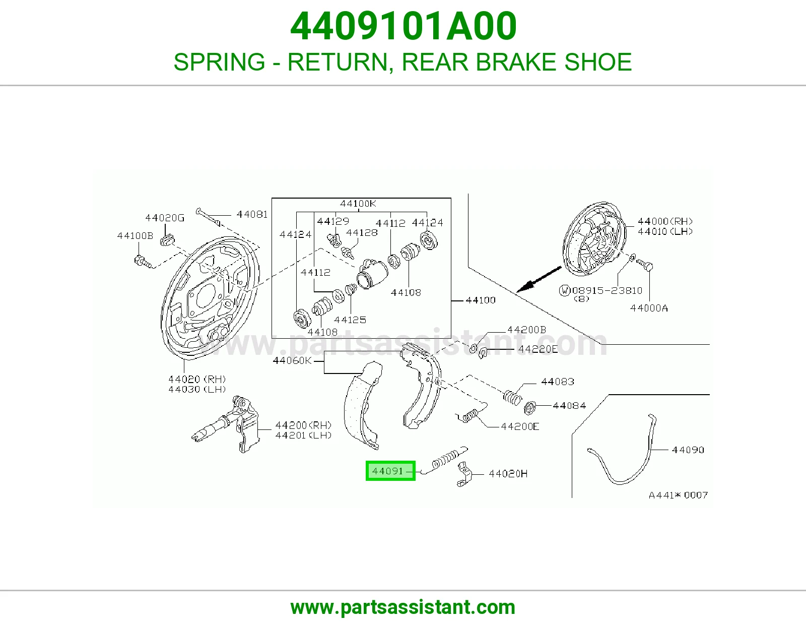 SPRING - RETURN, REAR BRAKE SHOE