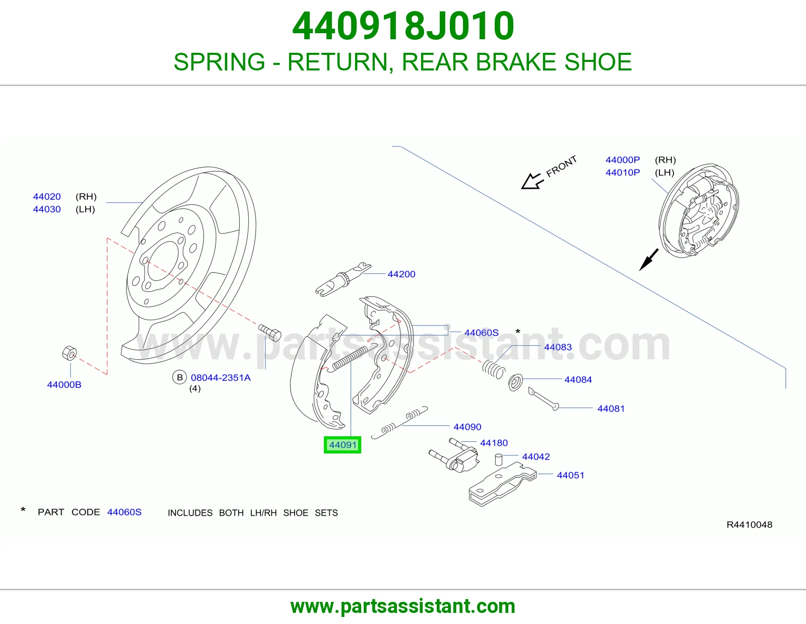 SPRING - RETURN, REAR BRAKE SHOE