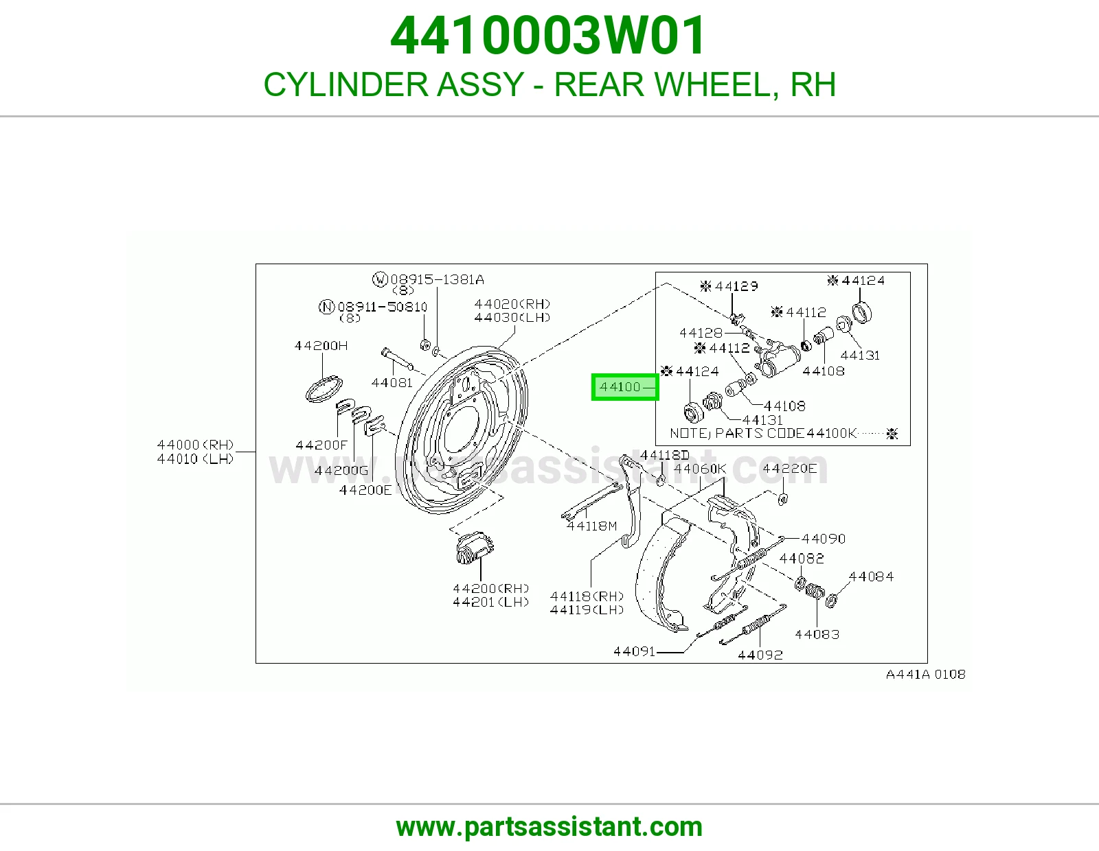 CYLINDER ASSY - REAR WHEEL, RH