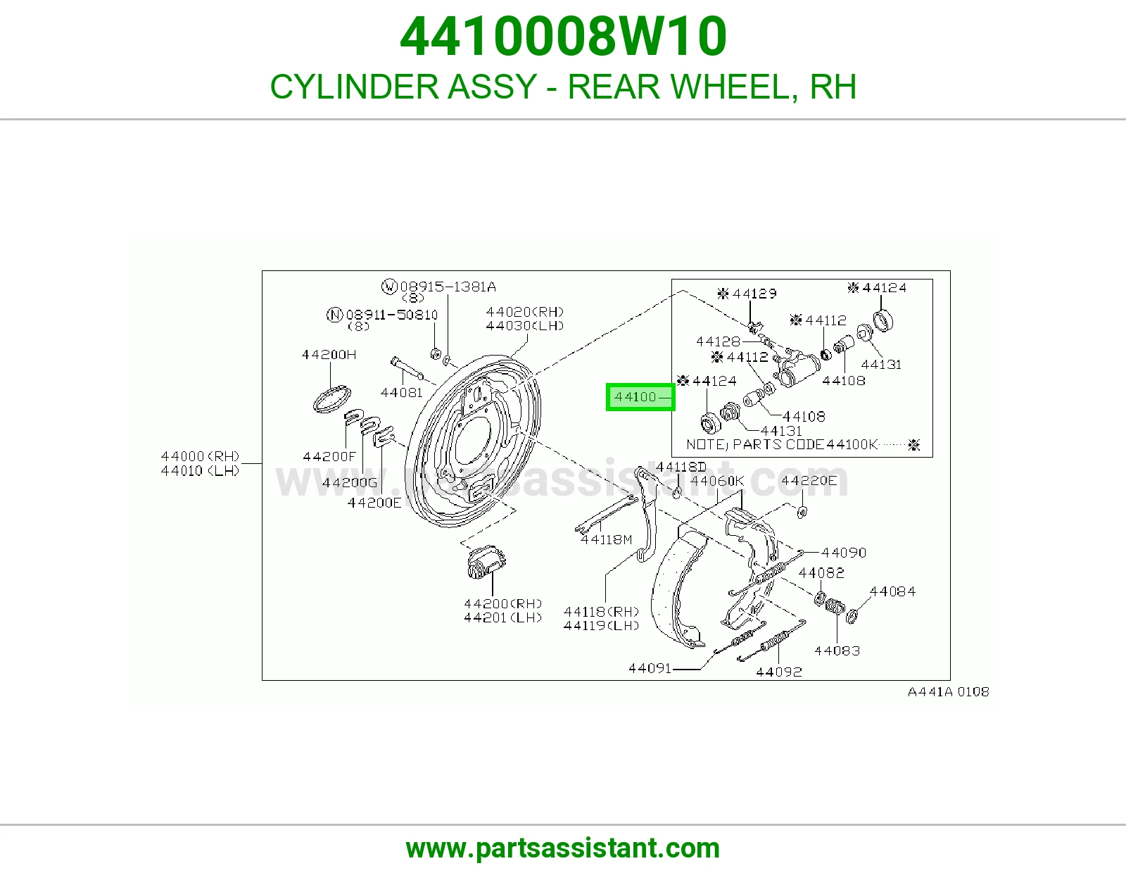 CYLINDER ASSY - REAR WHEEL, RH