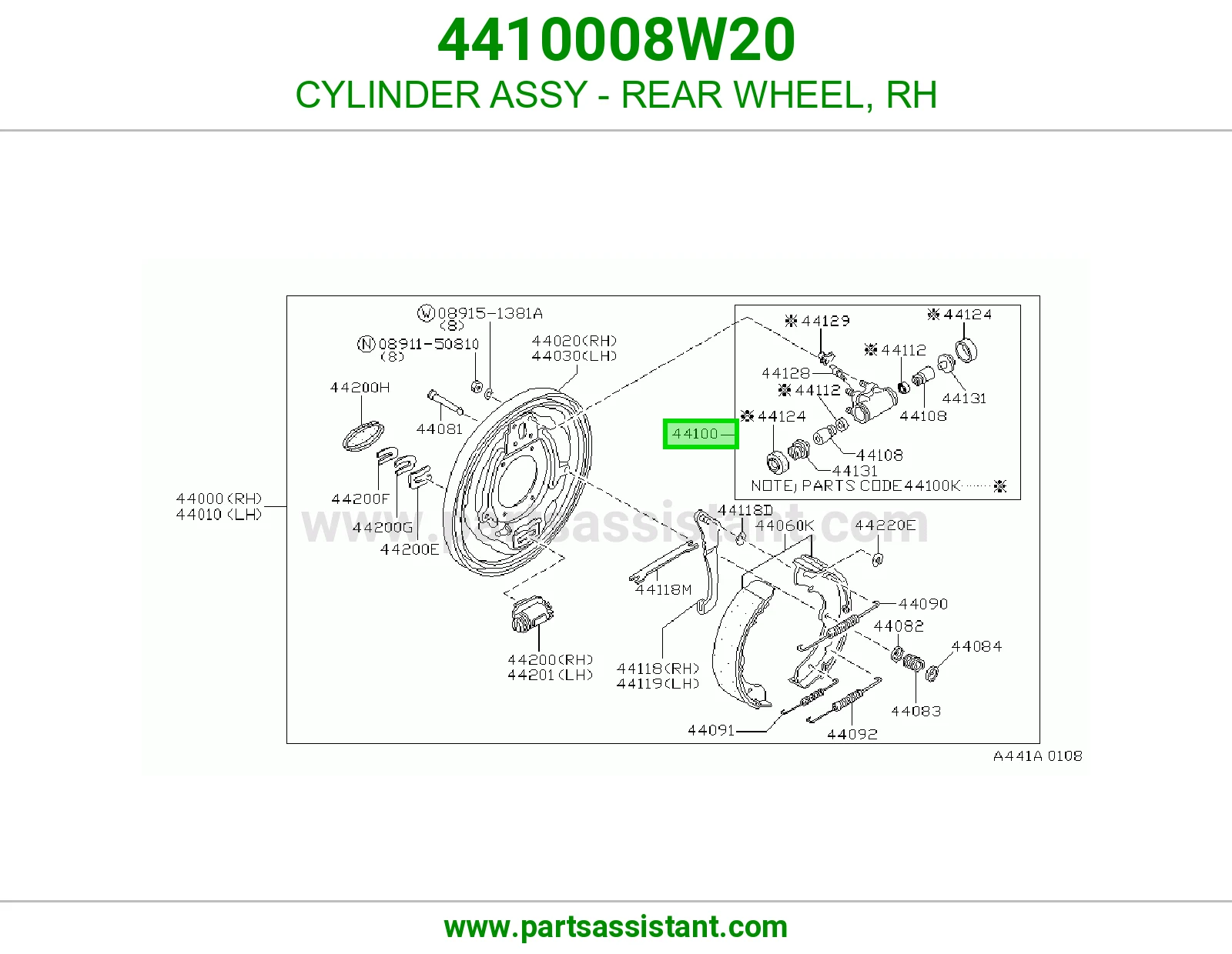 CYLINDER ASSY - REAR WHEEL, RH