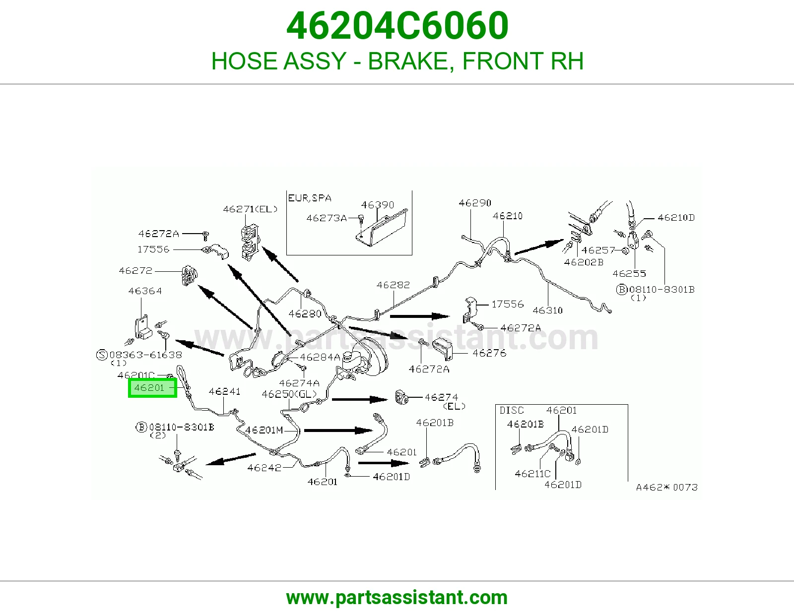 HOSE ASSY - BRAKE, FRONT RH