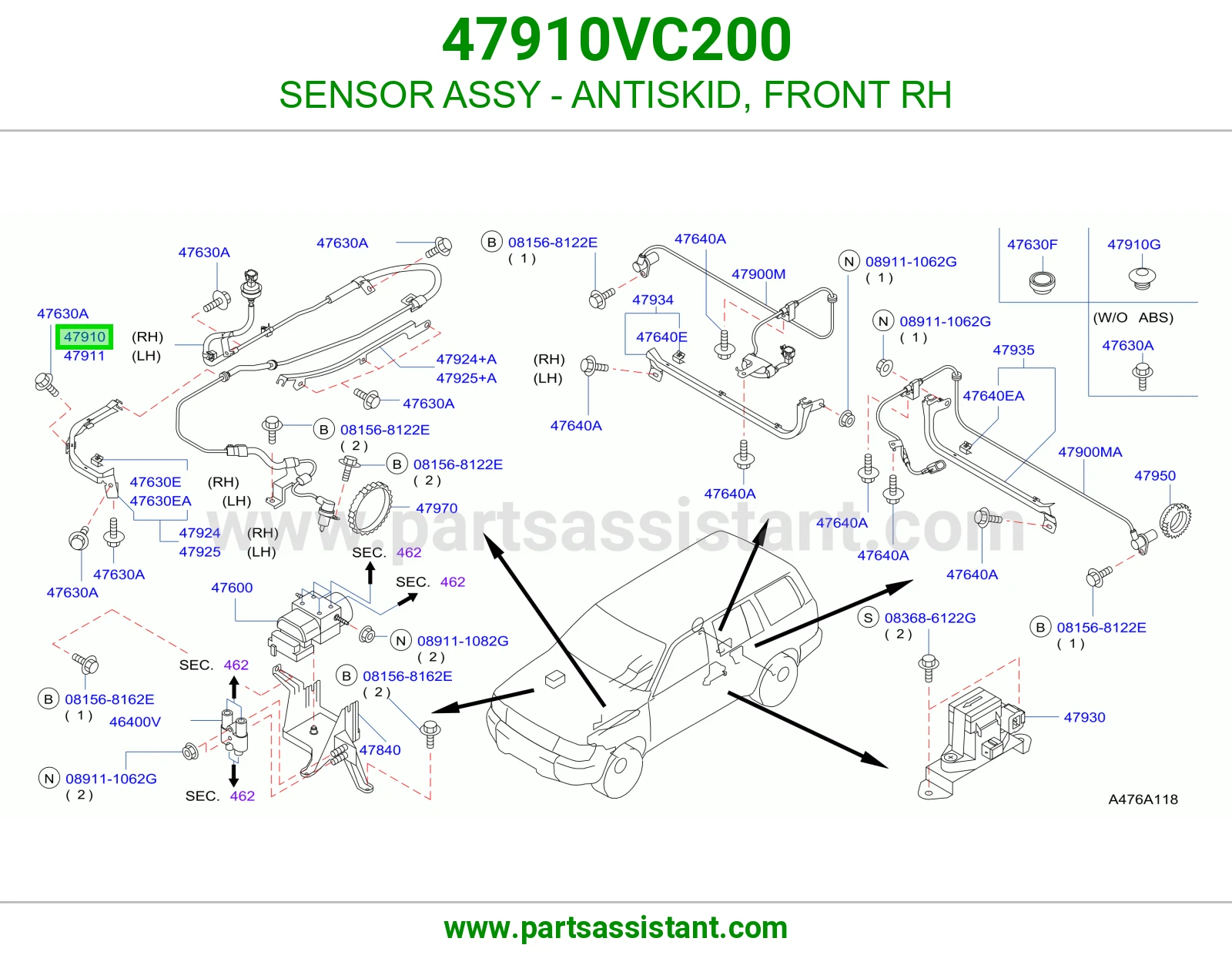 SENSOR ASSY - ANTISKID, FRONT RH
