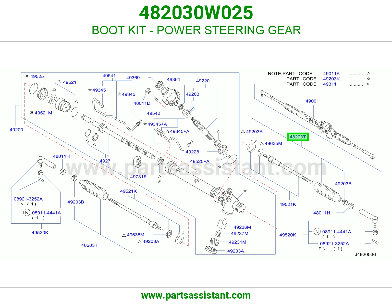 BOOT KIT - POWER STEERING GEAR