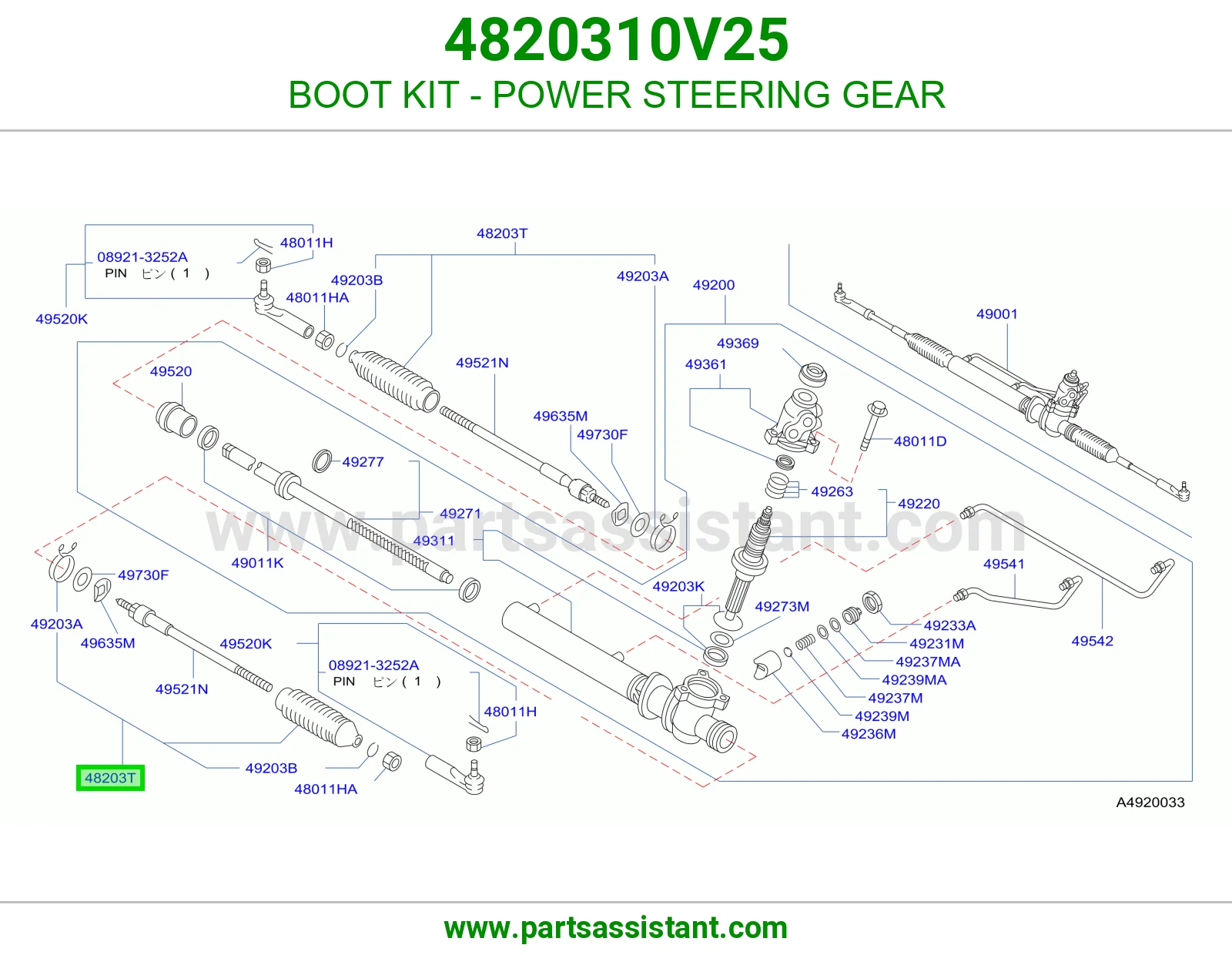 BOOT KIT - POWER STEERING GEAR