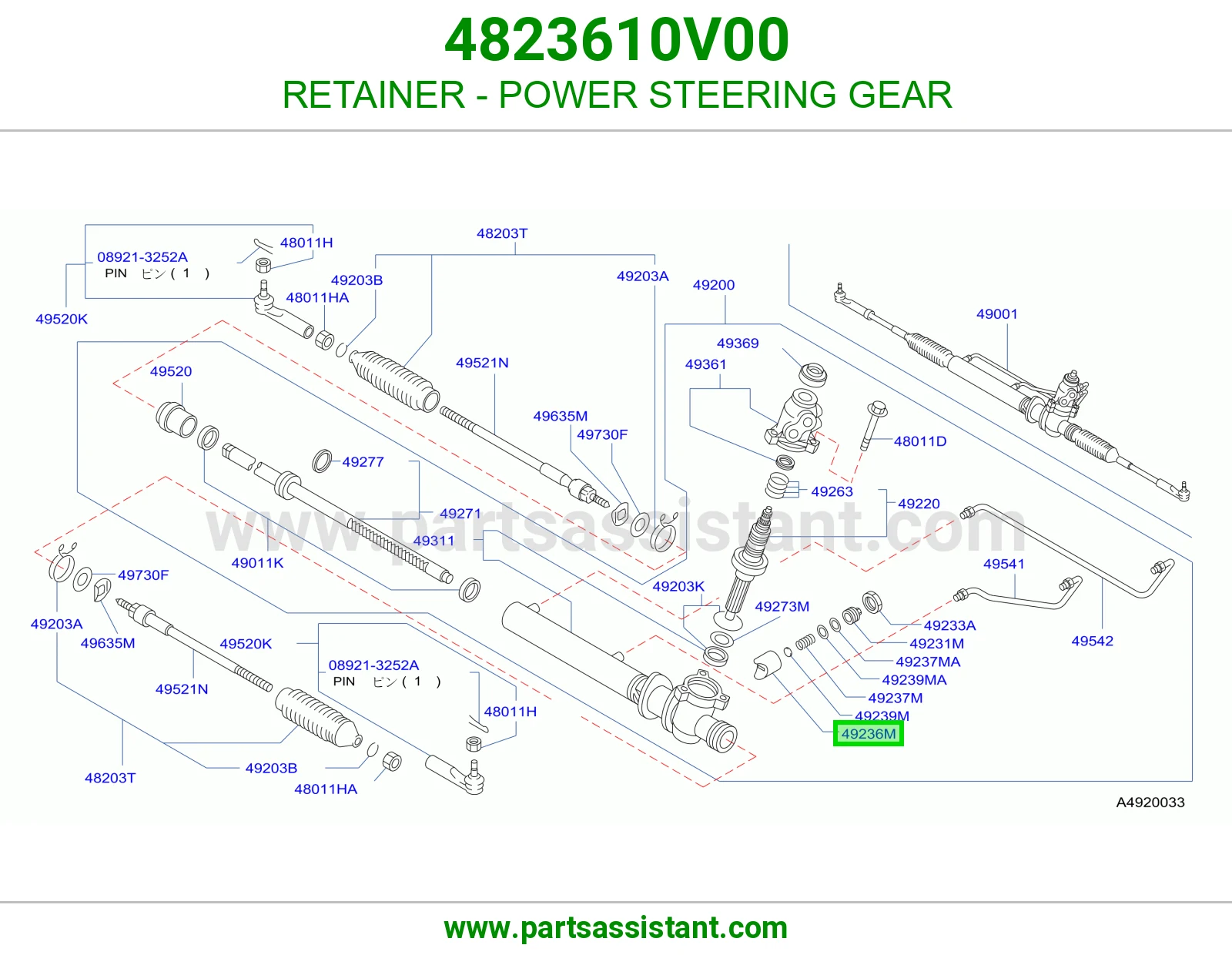 RETAINER - POWER STEERING GEAR