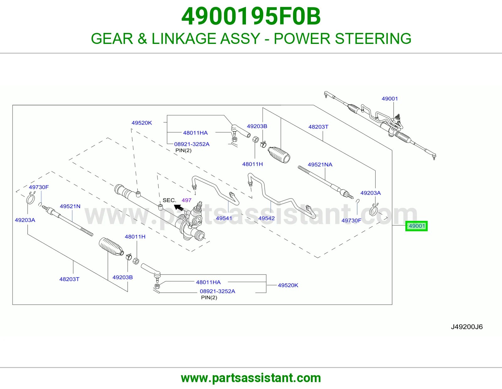 GEAR & LINKAGE ASSY - POWER STEERING