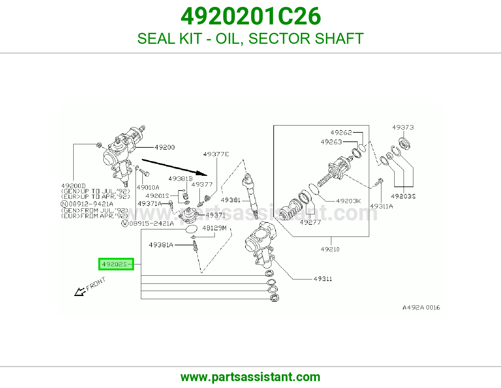 SEAL KIT - OIL, SECTOR SHAFT