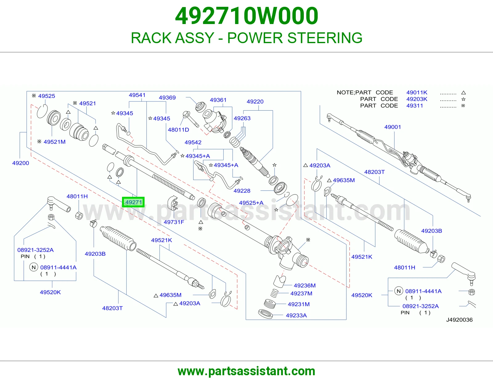 RACK ASSY - POWER STEERING