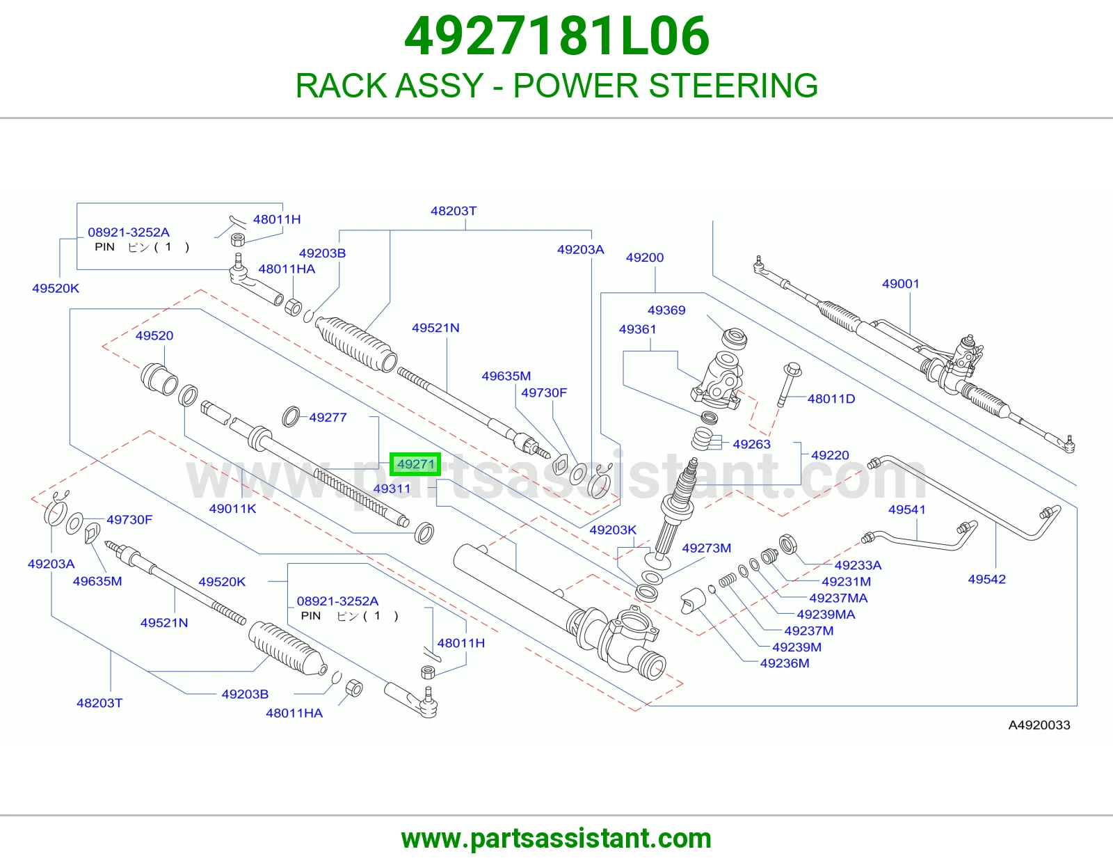 RACK ASSY - POWER STEERING
