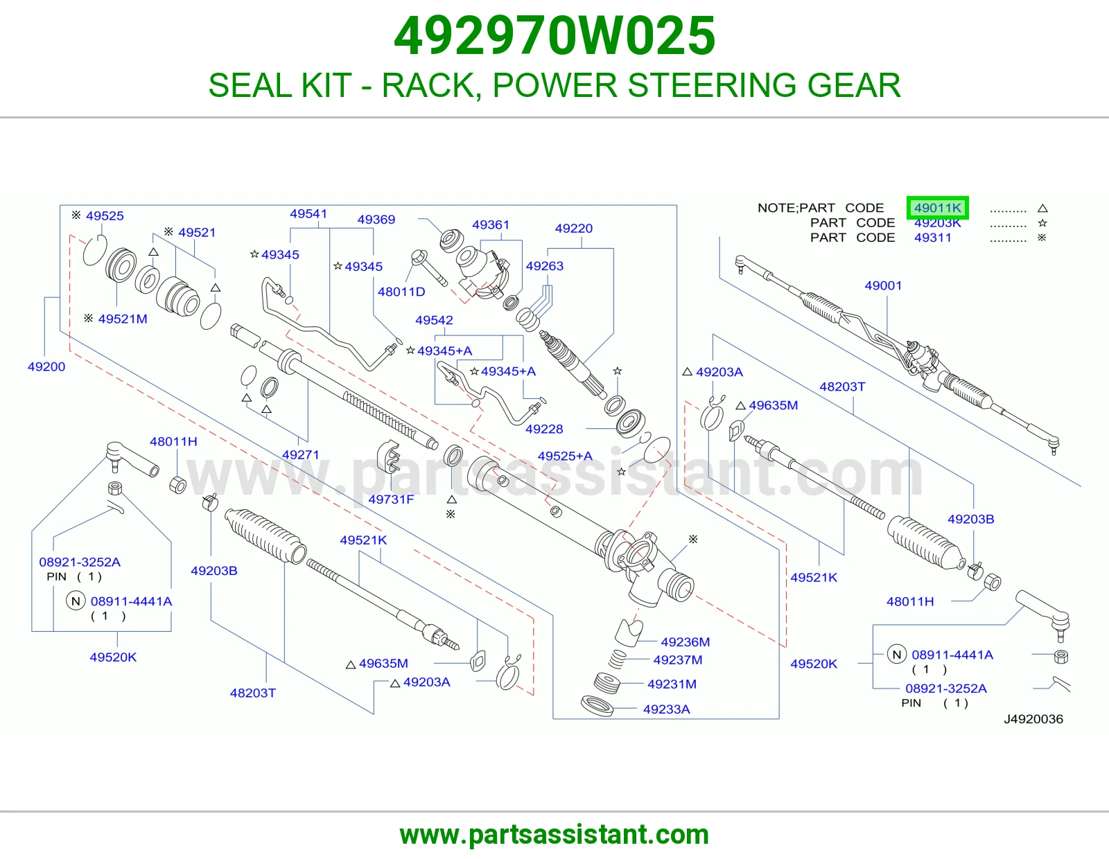 SEAL KIT - RACK, POWER STEERING GEAR