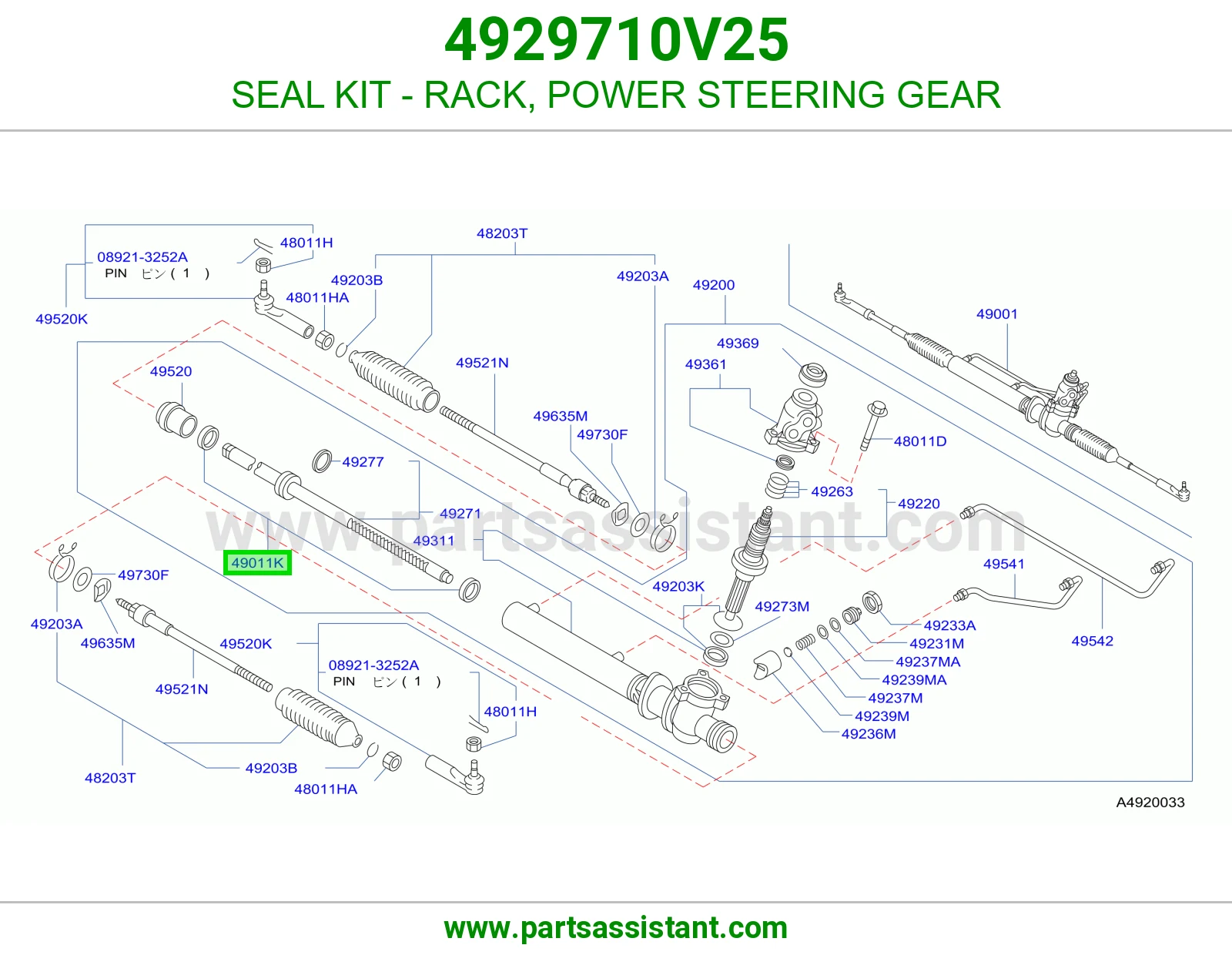 SEAL KIT - RACK, POWER STEERING GEAR