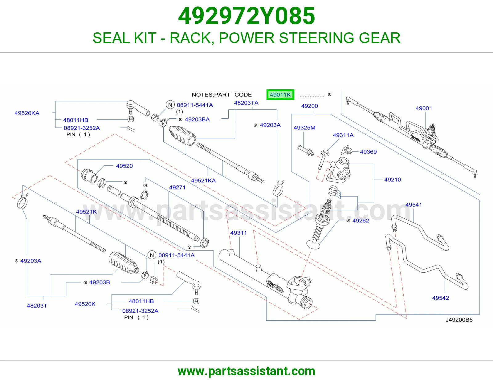 SEAL KIT - RACK, POWER STEERING GEAR