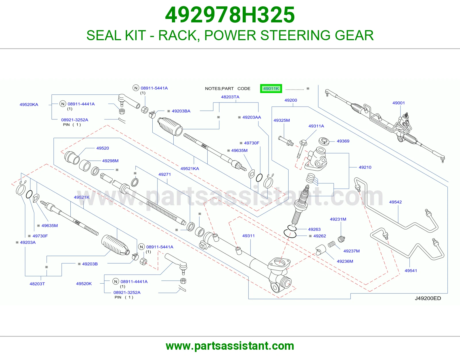 SEAL KIT - RACK, POWER STEERING GEAR