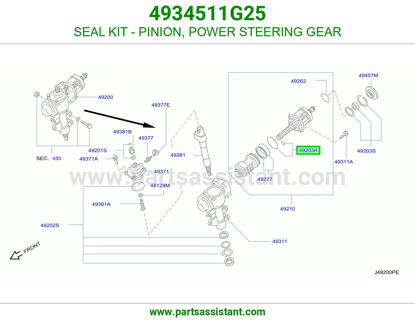 SEAL KIT - PINION, POWER STEERING GEAR