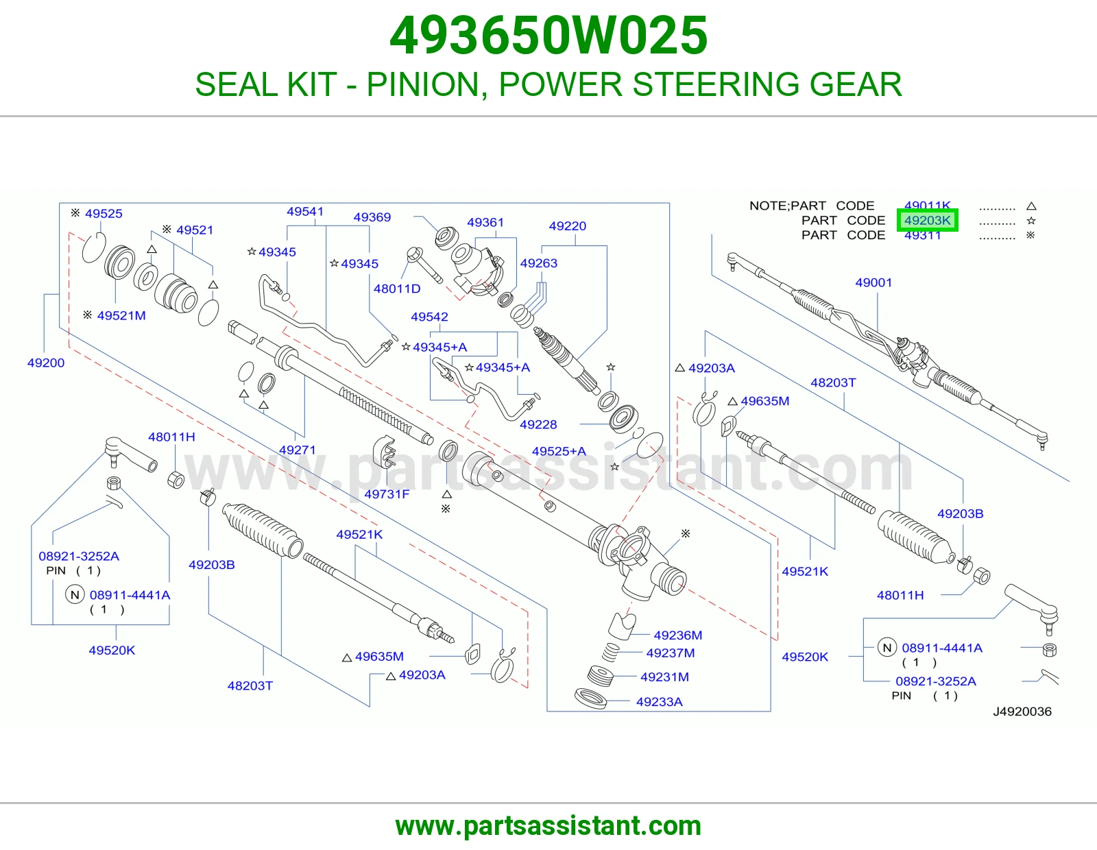 SEAL KIT - PINION, POWER STEERING GEAR