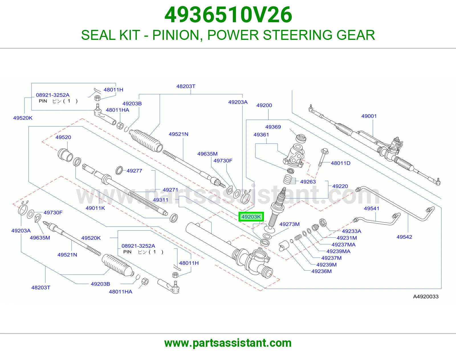 SEAL KIT - PINION, POWER STEERING GEAR