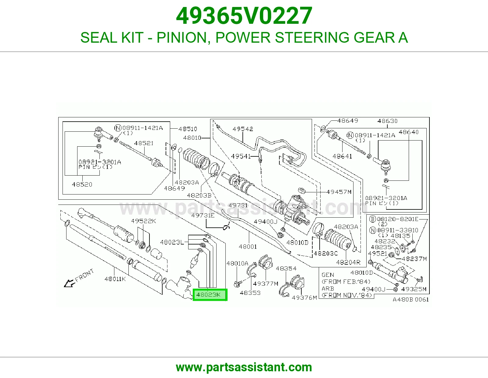 SEAL KIT - PINION, POWER STEERING GEAR A