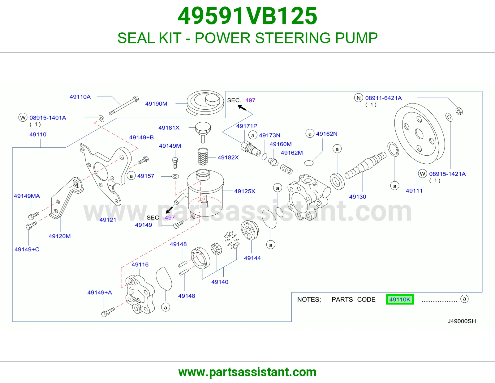 SEAL KIT - POWER STEERING PUMP