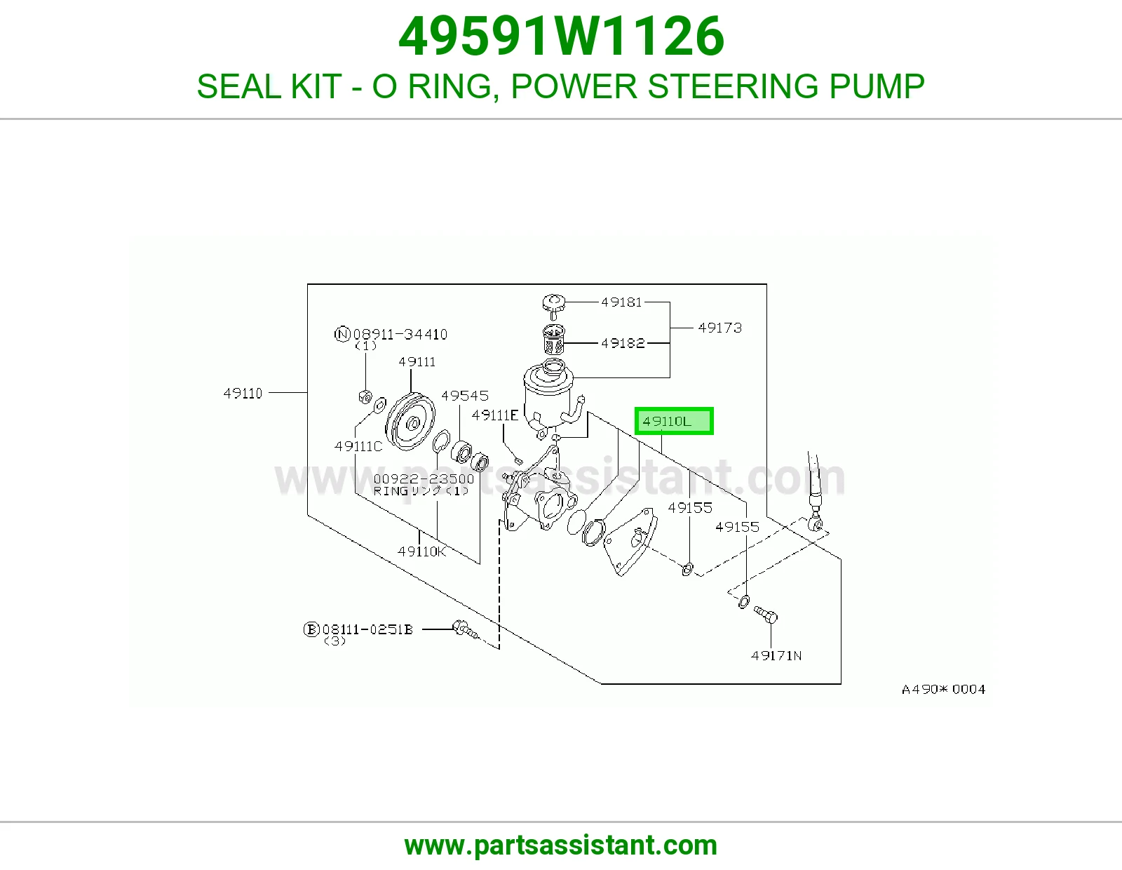 SEAL KIT - O RING, POWER STEERING PUMP