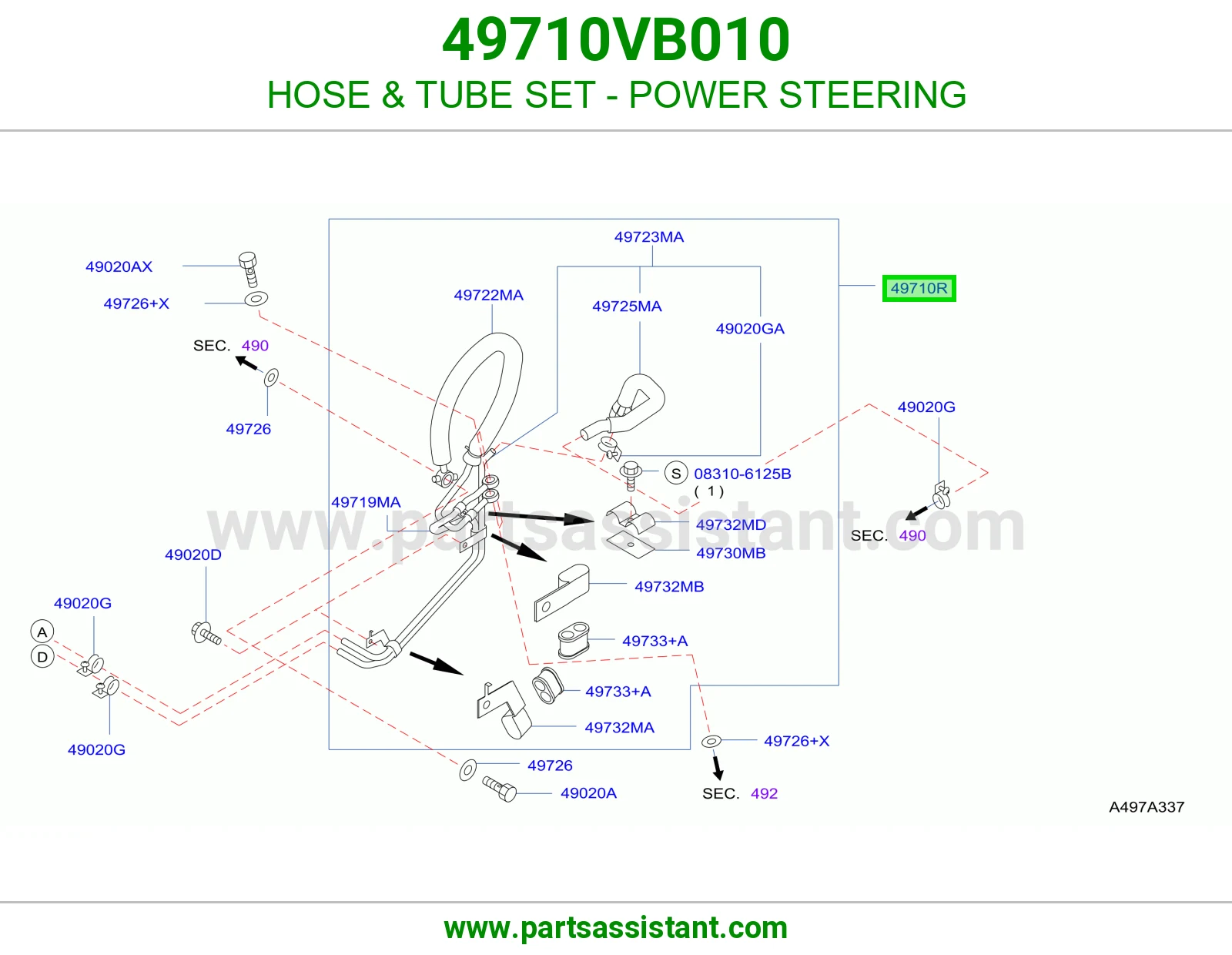 HOSE & TUBE SET - POWER STEERING